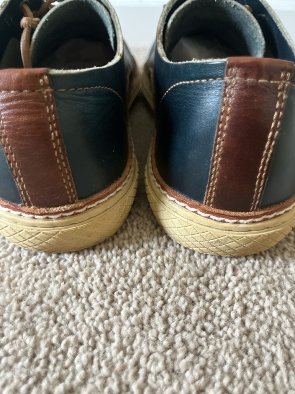 Frye Navy Leather Walker Oxfords with Brown Leather Laces - Picture 10 of 15